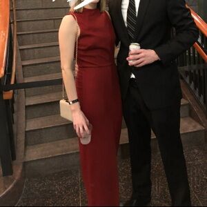 Alice + Olivia Formal “Gisela” Maxi Dress in “Deep Red”